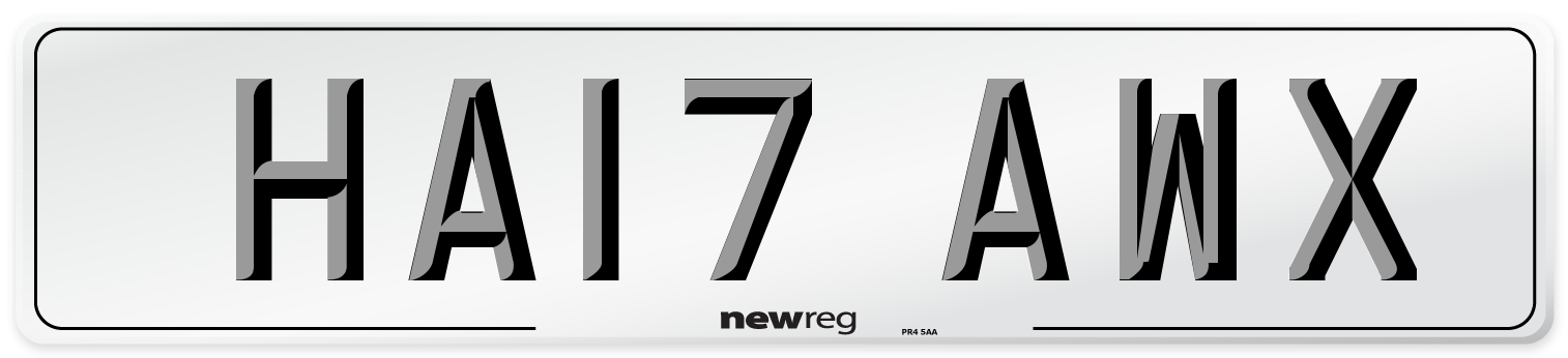 HA17 AWX Number Plate from New Reg